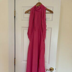 Satin Maxi Dress Hot Pink  M